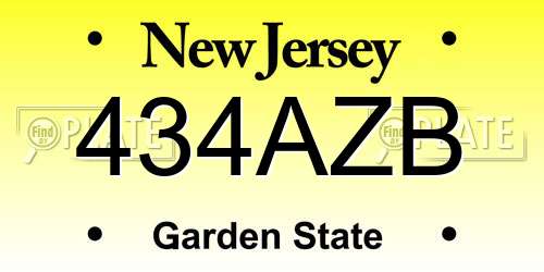 434AZB New Jersey License Plate