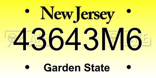 43643M6 New Jersey License Plate