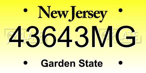 43643MG New Jersey License Plate