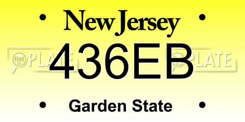 436EB New Jersey License Plate