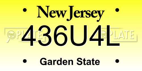 436U4L New Jersey License Plate
