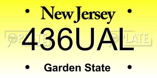 436UAL New Jersey License Plate