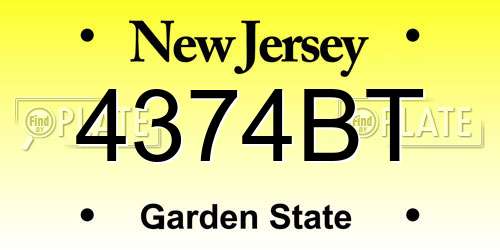 4374BT New Jersey License Plate