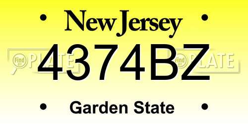 4374BZ New Jersey License Plate