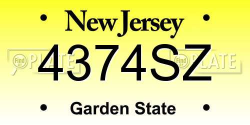 4374SZ New Jersey License Plate