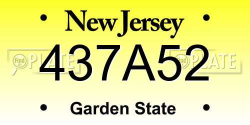 437A52 New Jersey License Plate