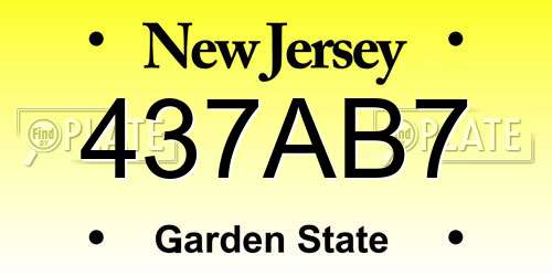 437AB7 New Jersey License Plate