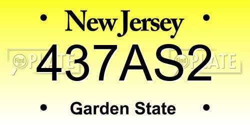 437AS2 New Jersey License Plate