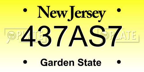 437AS7 New Jersey License Plate