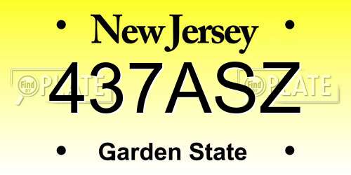 437ASZ New Jersey License Plate