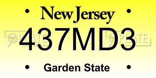 437MD3 New Jersey License Plate