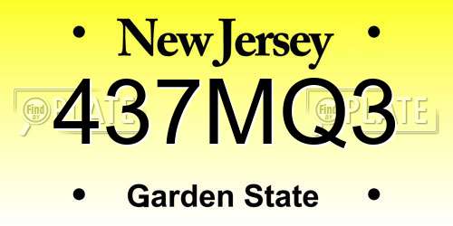 437MQ3 New Jersey License Plate