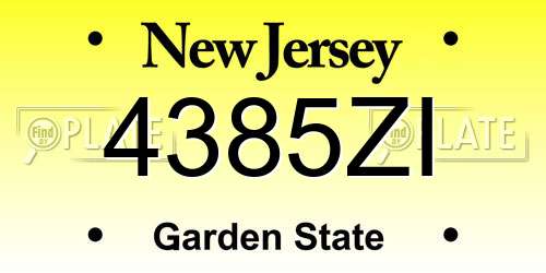 4385ZI New Jersey License Plate