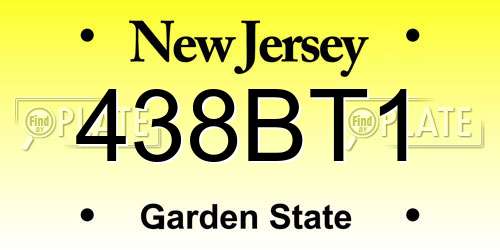 438BT1 New Jersey License Plate