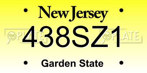 438SZ1 New Jersey License Plate