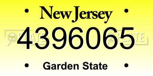 4396065 New Jersey License Plate