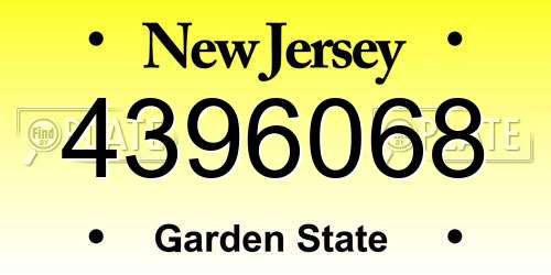 4396068 New Jersey License Plate