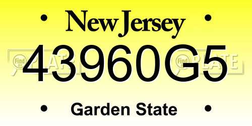 43960G5 New Jersey License Plate
