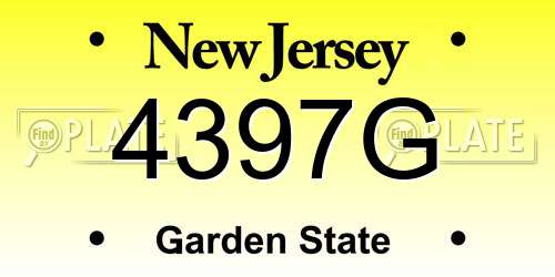 4397G New Jersey License Plate