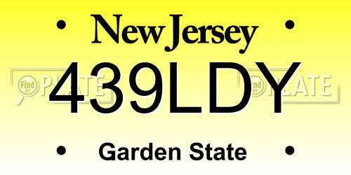 439LDY New Jersey License Plate