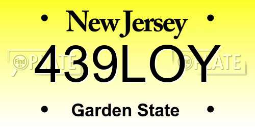 439LOY New Jersey License Plate