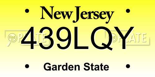 439LQY New Jersey License Plate