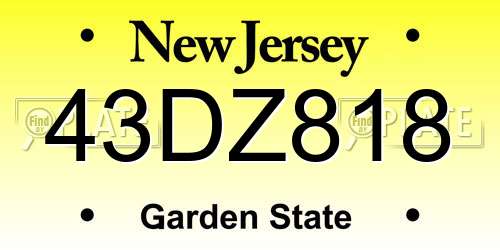 43DZ818 New Jersey License Plate