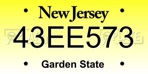 43EE573 New Jersey License Plate
