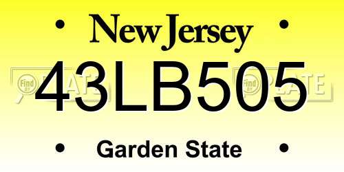 43LB505 New Jersey License Plate
