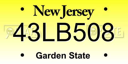 43LB508 New Jersey License Plate