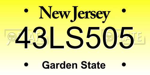 43LS505 New Jersey License Plate