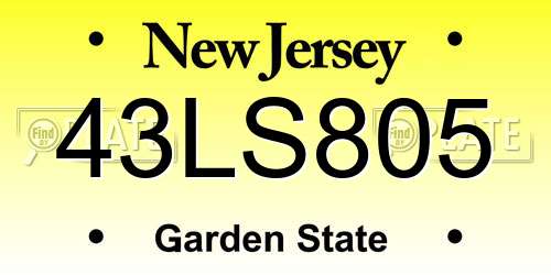 43LS805 New Jersey License Plate