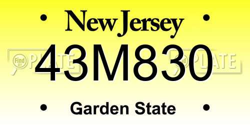43M830 New Jersey License Plate