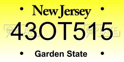 43OT515 New Jersey License Plate