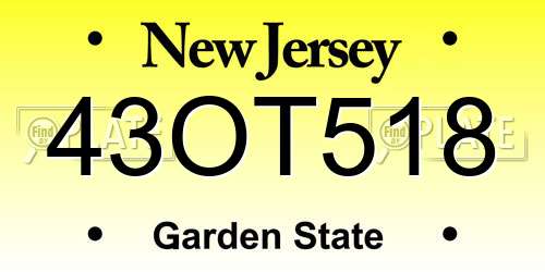 43OT518 New Jersey License Plate