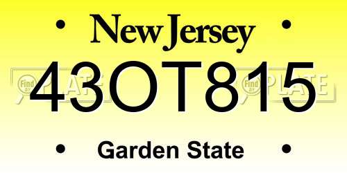 43OT815 New Jersey License Plate