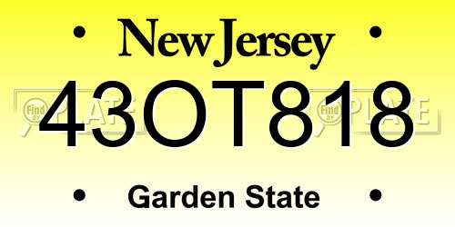 43OT818 New Jersey License Plate