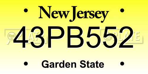 43PB552 New Jersey License Plate