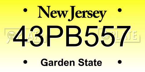 43PB557 New Jersey License Plate