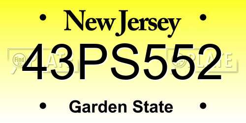 43PS552 New Jersey License Plate