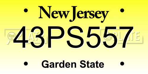 43PS557 New Jersey License Plate