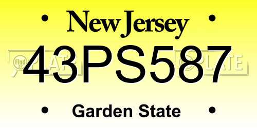 43PS587 New Jersey License Plate