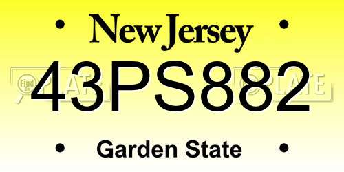 43PS882 New Jersey License Plate