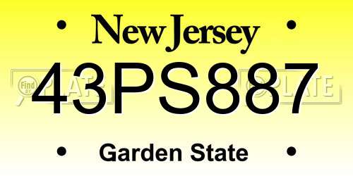 43PS887 New Jersey License Plate