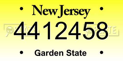 4412458 New Jersey License Plate