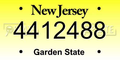 4412488 New Jersey License Plate