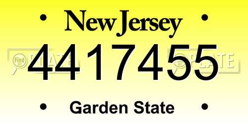 4417455 New Jersey License Plate