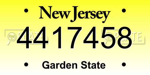4417458 New Jersey License Plate
