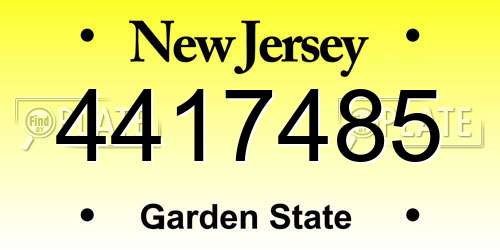 4417485 New Jersey License Plate