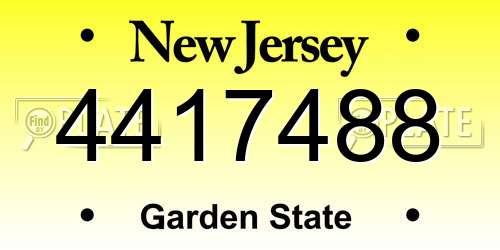 4417488 New Jersey License Plate